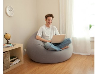 Fotoliu Gonflabil Intex Beanless Bag, Design Ergonomic, Suprafata Catifelata, 114 x 114 x 71 cm, max. 100 kg, Gri