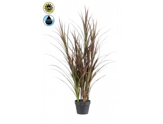 Iarba artificiala pentru exterior, visiniu/verde inchis, rezistenta UV, 115cm, in ghiveci