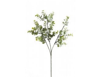 Ramura artificiala de eucalipt cu efect pudrat, 3 crengute, 65cm