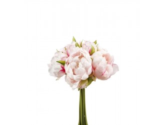 Buchet artificial cu bujori, 8 fire, roz deschis, 24cm