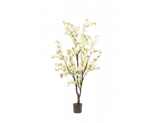 Copac decorativ de cires, artificial, alb, 175 cm