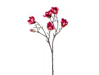 Magnolia artificiala roz inchis, ramura, 65cm