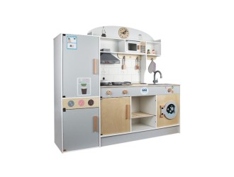 Mega Bucatarie din lemn albastra cu frigider, masina de spalat, microunda si alte accesorii, ZJA359669