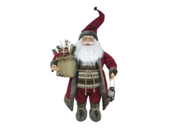 Figurina decoratiune Mos Craciun 60cm (bordo-gri), ZJA360720