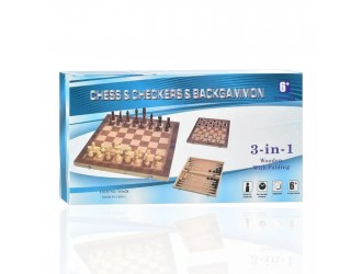 Set joc 3 in 1 sah, dame si table, pliabil
