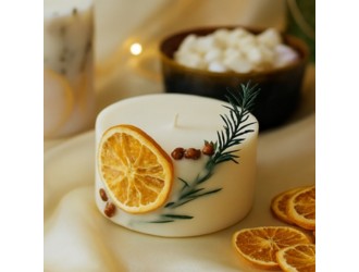 Lumanare rotunda 5 cm cu decor de Craciun