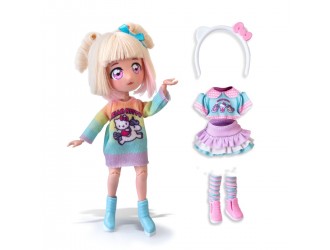 Papusa cu accesorii Fashion Unicorn cu 15 articulatii, 19,5cm seria Hello Kitty, 4SF Manga Dolls