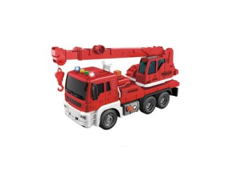Camion macara rosu cu frictiune, buton presiune, sunete si lumini, 1:16, JSTOYS, ZJA278622