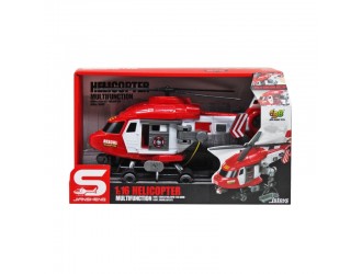 Elicopter rosu, cu inertie, sunete si lumini, 1:16, JSTOYS, ZJA329913