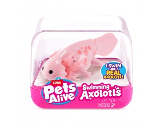 Jucarie inotatoare Axolotl roz, Pets Alive, ZURU