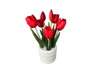 Lalele artificiale in ghiveci 31 cm, ROSU, ZJA361811