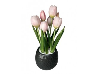 Lalele artificiale in ghiveci 32 cm, ROZ, ZJA397012