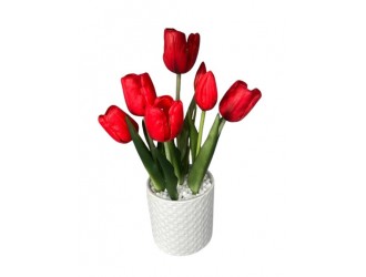 Lalele artificiale in ghiveci 32 cm, ROSU, ZJA397013