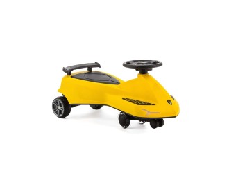 Masinuta pentru copii gravitationala Lamborghini, cu roti din cauciuc LED, directie 360° si iluminare frontala suplimentara, galben, Adamex