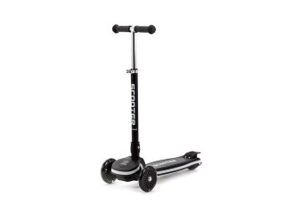 Trotineta pentru copii cu 3 roti LED si platforma cu LED, Scooter, Negru, Adamex