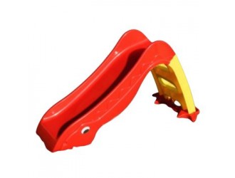 Tobogan pentru copii 3 trepte, Rosu, design atractiv cu ochi si model coada, 135x40x70 cm, interior/exterior