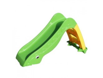 Tobogan pentru copii 3 trepte, Verde, design atractiv cu ochi si model coada, 135x40x70 cm, interior/exterior