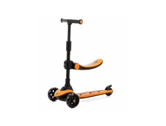 Trotineta Lamborghini 2-in-1 pentru copii cu scaun si 3 roti LED, Orange