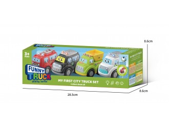 Set 4 masinute interactive "My First City Truck", cu sunete si lumini, ZJA311808, 3 ani+