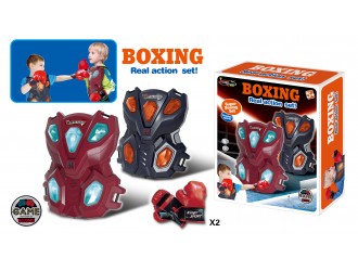 Set de box interactiv pentru copii, tinta electronica cu sunete si lumini, 2 perechi de manusi incluse, ZJA393533, 5 ani+