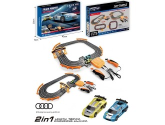 Set de joaca Traseu electric cu 2 masini Audi 1:64, 2-in-1 Track Master 160 cm, ZJA405287, 6 ani+