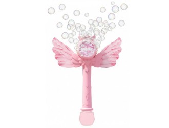 Bagheta magica automata pentru baloane de sapun, cu aripi si lumini, Roz, ZJA405433, 3 ani+