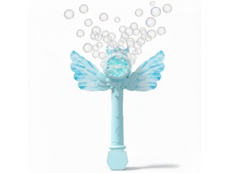 Bagheta magica automata pentru baloane de sapun, cu aripi si lumini, Albastru, ZJA405433, 3 ani+