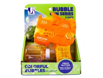 Pistol automat de facut baloane de sapun cu lumini ZJA361276, distractie interactiva, 3 ani+,portocaliu