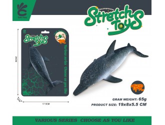 Figurina elastica Delfin pentru copii, jucarie senzoriala antistres, 19 cm, ZJA390832, 3 ani+