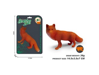 Figurina elastica Vulpe pentru copii, jucarie senzoriala antistres, 14.5 cm, ZJA390845, 3 ani+