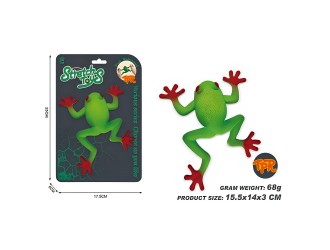 Figurina elastica Broasca cu picioare rosii, jucarie senzoriala antistres, 15.5 cm, ZJA390851, 3 ani+