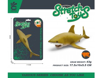 Figurina elastica Rechin pentru copii, jucarie senzoriala antistres, 17.5 cm, ZJA390858, 3 ani+