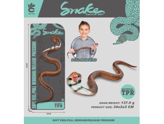 Figurina elastica Sarpe Cobra, jucarie senzoriala pentru copii, 34 cm, ZJA390862, 3 ani+