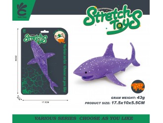 Figurina elastica Rechin violet cu pictele albe, jucarie senzoriala antistres, 17.5 cm, ZJA401825, 3 ani+