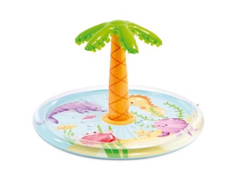 Piscina gonflabila pentru copii Intex Palm Tree, cu jet de apa circular si palmier, 173x104 cm, 166 L, 2+ ani cod 56433