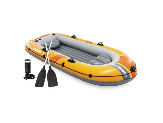Barca gonflabila Intex Challenger 3, set complet cu vasle si pompa, 295x137x43 cm, max. 255 kg, cod 66313