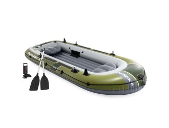 Barca gonflabila Intex Seahawk 4, set complet cu vasle si pompa, 351x145x48 cm, max. 480 kg, cod 66334