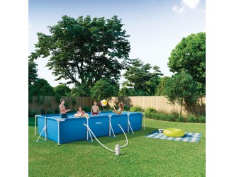 Piscina cu cadru metalic Intex Rectangular Frame 450x220x84 cm, 7127 L, cu pompa de filtrare (Cod 28274)