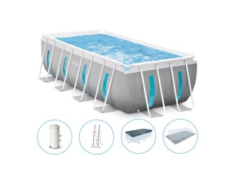 Piscina cu cadru metalic Prism Frame Clearview Premium 400x200x122 cm, 8418 L, cu pompa 2006 L/h, set complet, Intex (26770)