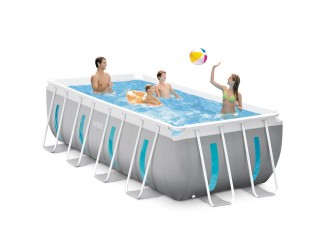 Piscina cu cadru metalic Prism Frame Clearview Premium 400x200x122 cm, 8418 L, cu pompa 2006 L/h, set complet, Intex (26770)