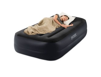 Pat gonflabil Twin Pillow Rest cu pompa incorporata, 99x191x42 cm, max. 136 kg, Intex (64122)