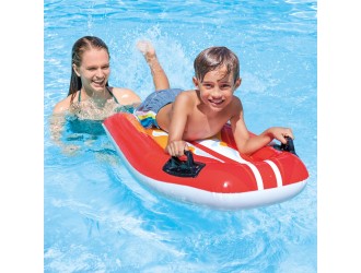 Pluta gonflabila Joy Rider cu manere, 112x62 cm, max. 40 kg, Rosu, 6+ ani, Intex 58165
