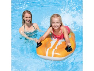 Pluta gonflabila Joy Rider cu manere, 112x62 cm, max. 40 kg, Portocaliu, 6+ ani, Intex 58165