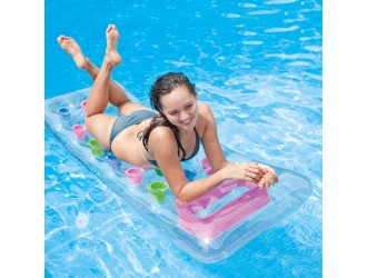  Saltea gonflabila pentru apa cu fereastra transparenta, 188x71 cm, max. 100 kg, Roz, Intex 59894