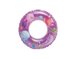 Colac gonflabil de inot transparent cu imprimeu marin, 61 cm, 6-10 ani, max. 40 kg, Violet, Intex (59242)