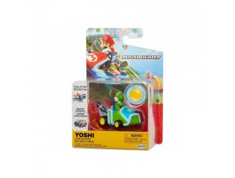 Masinuta Super Mario Coin Racers Wave 1, mecanism cu moneda, 6 cm, 3 ani+ -Yoshi