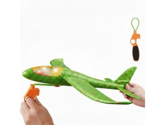 vion VERDE din polistiren pentru copii cu lansare slingshot, cu lumini LED, jucarie exterior, ZJA293875