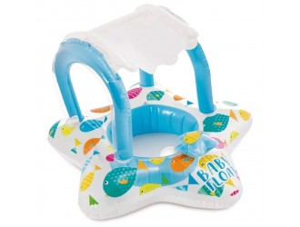 Colac gonflabil cu scaun si baldachin, 81x79 cm, max. 15 kg, Albastru, 1-2 ani