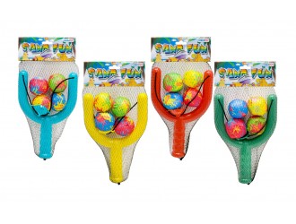 Set prastie copii cu mingi soft 4 piese Unikatoy 25652, Galben