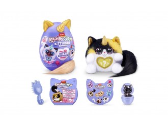 Jucarie de plus surpriza Rainbocorns Kittycorn Munchkin S9, coada neagra, de colectie, 3+ 03354